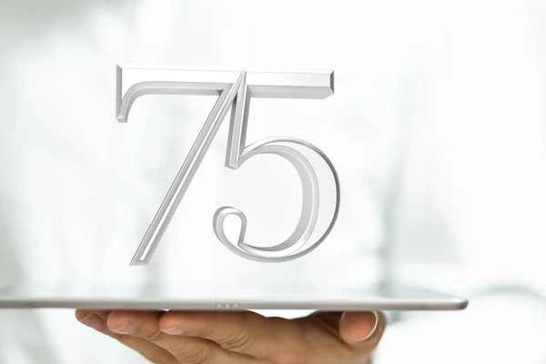 Virtual projection of digital numbers of seventy - five — Stock Photo, Image