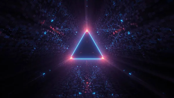 Neon Laserlampen Een Driehoekige Vorm Met Een Zwarte Achtergrond — Stockfoto