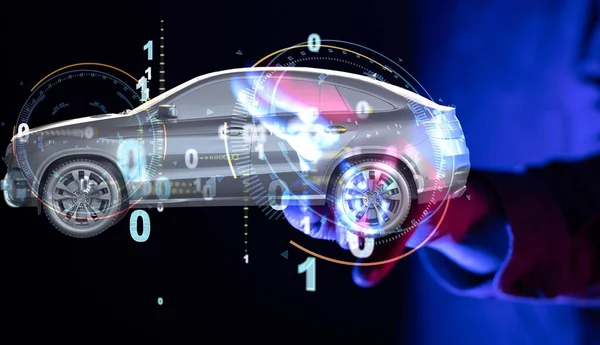 Intelligens autó virtuális kivetítése - intelligens autó technológiai koncepció — Stock Fotó