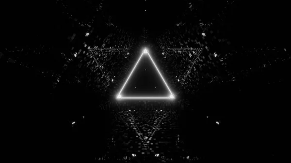 Neon Lézer Világít Háromszög Alakú Fekete Háttér — Stock Fotó