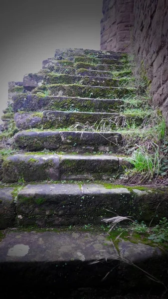 Scatto verticale di scale in muratura a Goodrich Castle in Herefordshire, Inghilterra — Foto Stock