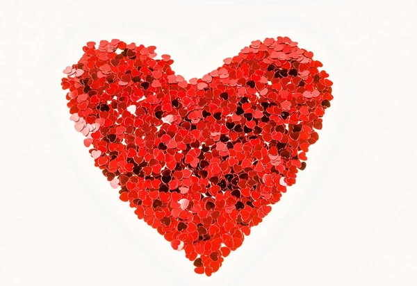 Schöne rote Herztextur auf weißem Hintergrund - ideal für einen romantischen Hintergrund — Stockfoto