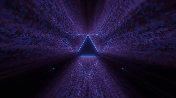 Fajne futurystyczne tło z podświetlanym fioletowym i niebieskim trójkątem w środku — Zdjęcie stockowe