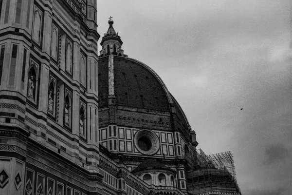 Greyscale of the Florence Cathedral under en molnig himmel i Florens i Italien — Stockfoto
