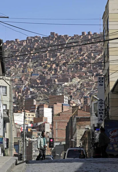 Paz Bolivia Setembro 2019 Setembro 2019 Paz Bolívia Pessoas Carros — Fotografia de Stock