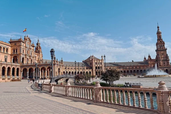 Wide angle shot of the Plaza de Espana in Seville, Spain Royalty Free Stock Photos