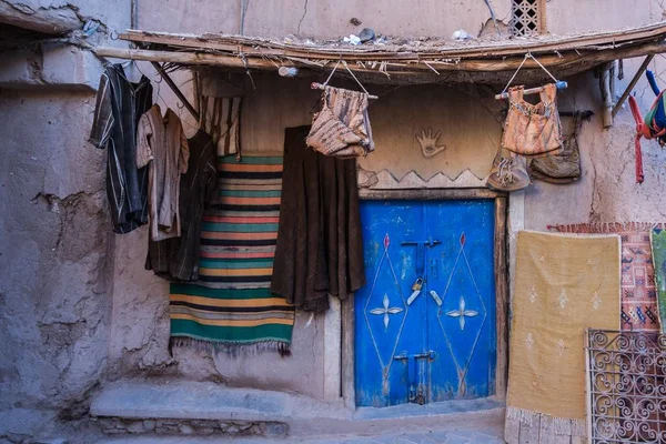 Uma Velha Loja Têxtil Tradicional Ouarzazate Kasbah Marrocos — Fotografia de Stock
