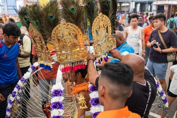 Singapur Singapur Şubat 2020 Thaipusam Dindarların Dini Bir Kutlamasıdır Işığı — Stok fotoğraf