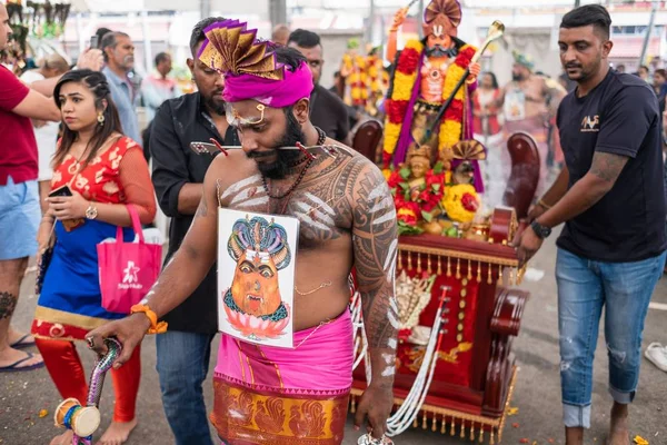 Singapur Singapur 2020 Thaipusam Una Celebración Religiosa Los Devotos Punto — Foto de Stock