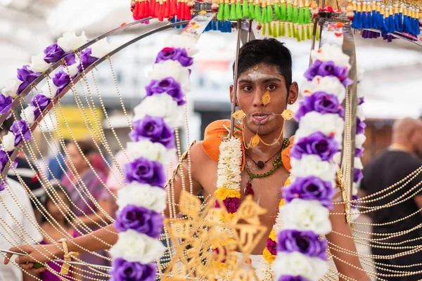 Singapur Singapur 2020 Thaipusam Una Celebración Religiosa Los Devotos Punto —  Fotos de Stock