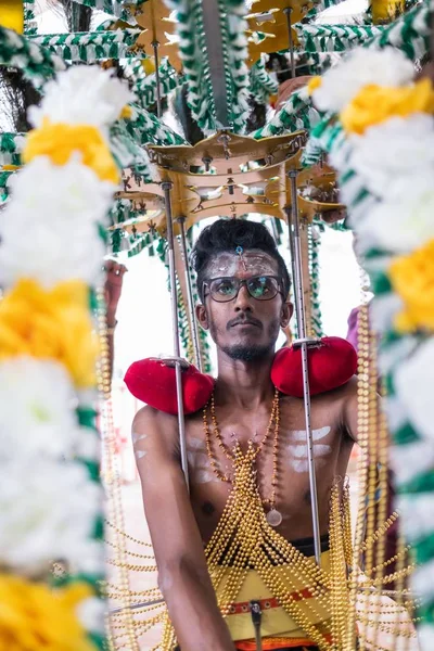 Singapur Singapur Şubat 2020 Thaipusam Dindarların Dini Bir Kutlamasıdır Işığı — Stok fotoğraf