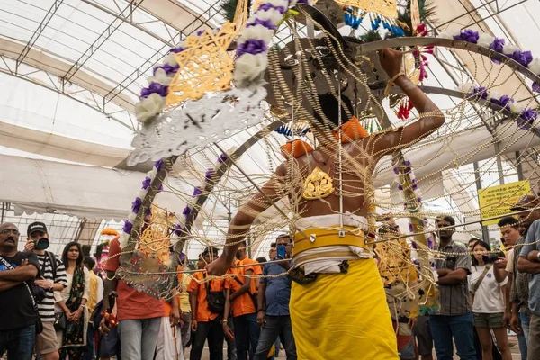 Singapur Singapur Şubat 2020 Thaipusam Dindarların Dini Bir Kutlamasıdır Işığı — Stok fotoğraf