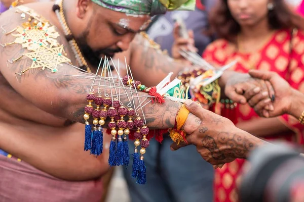 Сінгапур Сінгапур Лютого 2020 Thaipusam Релігійне Свято Прихильників Його Найцікавішим — стокове фото