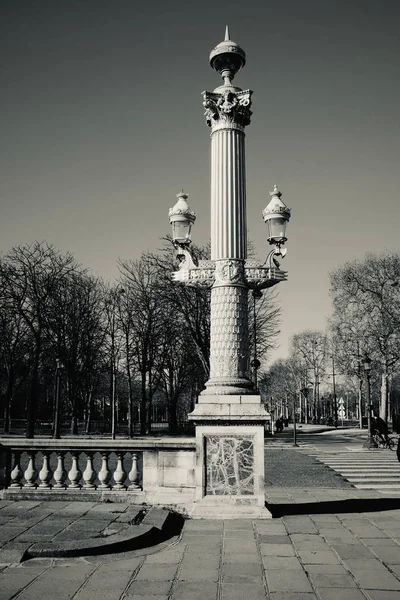 Plan Vertical Niveaux Gris Lampadaire Solitaire Paris — Photo