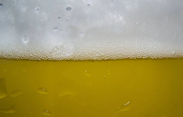 Uma Foto Macro Copo Cerveja — Fotografia de Stock