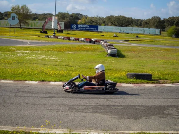 Vora Portugal Mar 2018 Vora Kart Yarışı Yapan Genç Çocuk — Stok fotoğraf