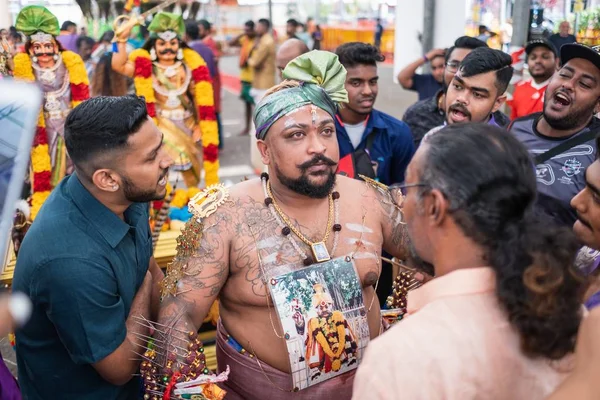 Singapur Singapur Lutego 2020 Thaipusam Jest Religijną Celebracją Wielbicieli Jego — Zdjęcie stockowe