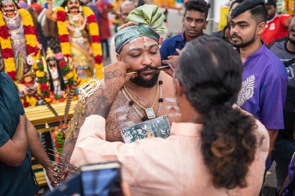 Singapur Singapur Şubat 2020 Thaipusam Dindarların Dini Bir Kutlamasıdır Işığı — Stok fotoğraf