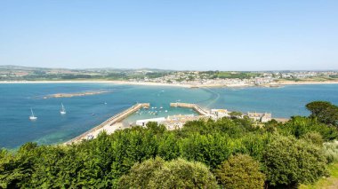 A high angle view of the lake from the Saint Michael's Mount in Cornwall, the UK clipart