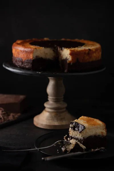 Una Hermosa Toma Una Galleta Con Glaseado Chocolate Stand — Foto de Stock