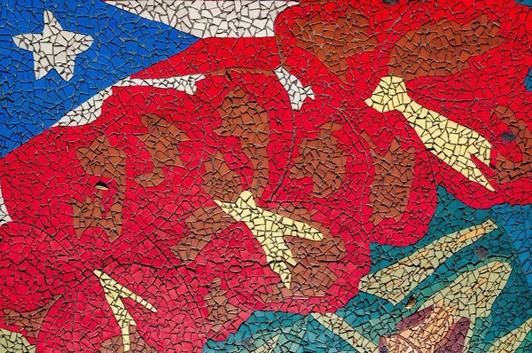 Het Kleurrijke Mozaïek Ontwerp Vertegenwoordigt Vlag Van Cuba Wynwood Miami — Stockfoto