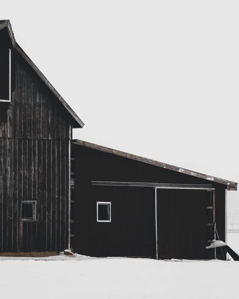 Vue Verticale Façade Une Ferme Fond Blanc — Photo