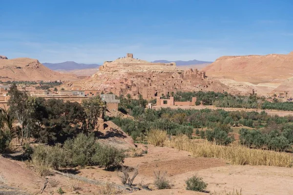 Μια Όαση Χωριό Και Φυτά Στο Tinghir Μαρόκο — Φωτογραφία Αρχείου