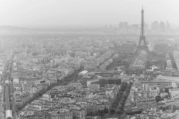 Graustufenaufnahme Von Gebäuden Mit Dem Eiffelturm Der Ferne Paris — Stockfoto