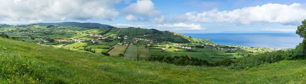 Vista Panorâmica Uma Paisagem Verde Ilha Faial Açores Portugal — Fotografia de Stock