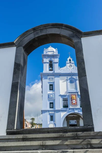 Plano Vertical Bajo Ángulo Igreja Misericordia Angra Heroismo Terceira Azores — Foto de Stock