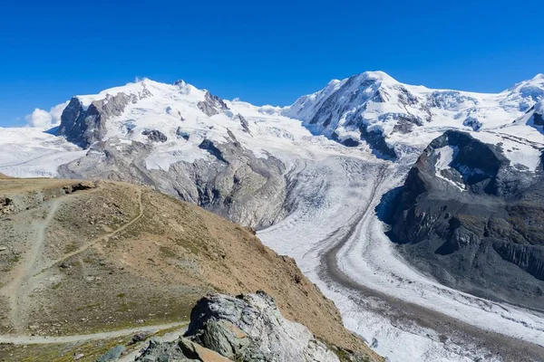 Een Prachtige Opname Van Zwitserse Gorner Gletsjer Zwitserse Alpen Wallis — Stockfoto