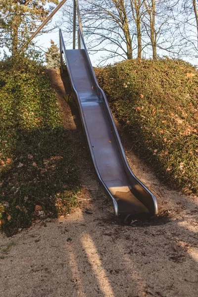 Vertical Shot Metal Slide Playground — Stock Photo, Image