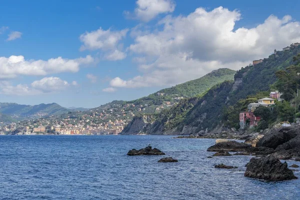 Liguria partvonala a Tigullio-hegyen Camogli és Portofino között, Olaszország — Stock Fotó