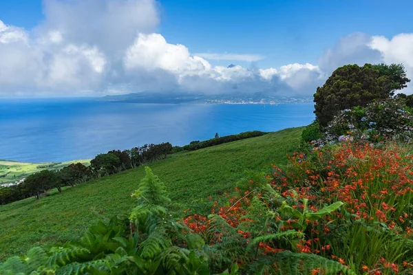 Ein Blick Aus Der Vogelperspektive Auf Die Insel Faial Azoren — Stockfoto