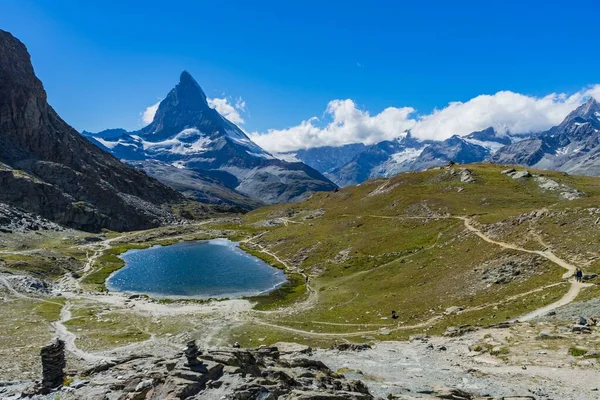 Hermoso Paisaje Montañoso Con Pico Matterhorn Región Valais Suiza — Foto de Stock