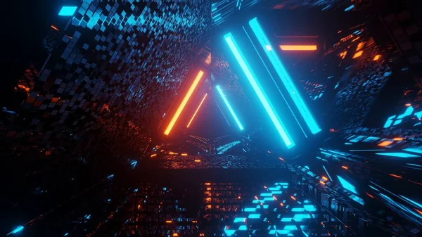Cool Futuristic Background Neon Blue Orange Lights — Stock Photo, Image