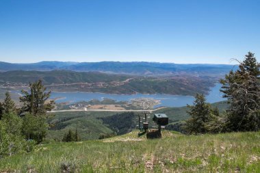 Panoramic view of the Jordanelle Reservoir from Deer Valley Utah clipart
