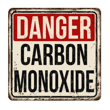 A vintage style sign of Danger warning about Carbon Monoxide on a white background clipart