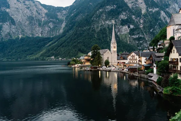 Arquitectura Única Lago Montañas Hallstatt Austria — Foto de Stock