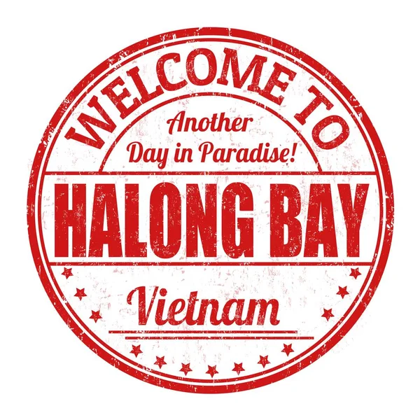 Rotes Willkommensschild Vintage Stil Der Halong Bucht Vietnam Auf Weißem — Stockfoto