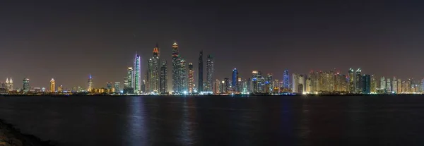 Plano Panorámico Del Horizonte Dubai Marina Por Noche Los Emiratos — Foto de Stock