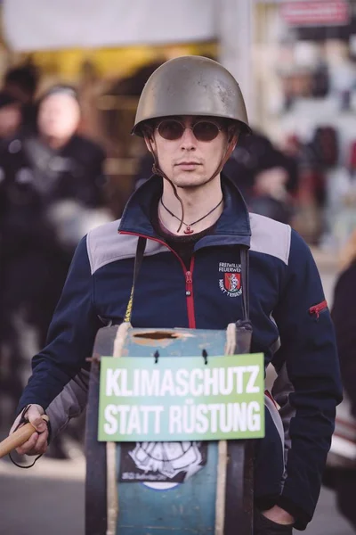 Munich Germany Feb 2020 War Military Protest Germany German Banners — Stok fotoğraf