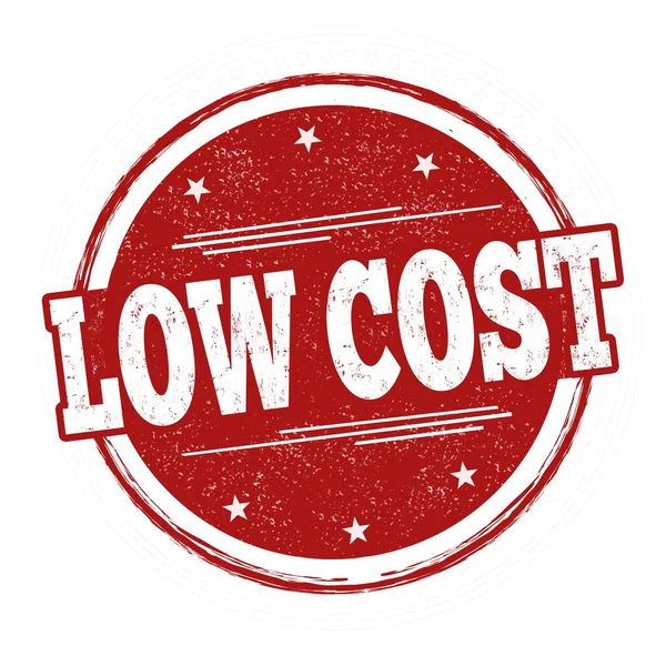 Иллюстрация Красного Круглого Логотипа Сообщением Низкая Стоимость Белом Фоне — стоковое фото