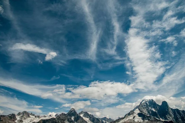 Panoramic view of a big sky over the French Alps