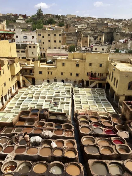 Fez Morocco Сен 2018 Кожевенный Завод Чуаре Нормальной Повседневной Жизни — стоковое фото