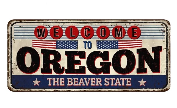 Ilustrace Cedule Vítající Oregon — Stock fotografie