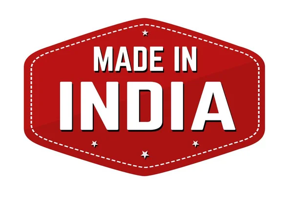 Μια Απεικόνιση Μιας Κόκκινης Πινακίδας Made India Λευκό Φόντο — Φωτογραφία Αρχείου