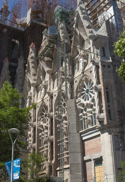 Barcelona Espanha Maio 2011 Detalhe Construção Fachada Sagrada Família — Fotografia de Stock