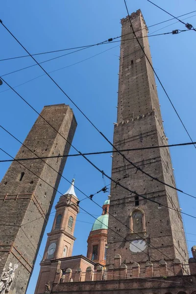 stock image A vertical low angle shot of Towers of Bologna, Italy