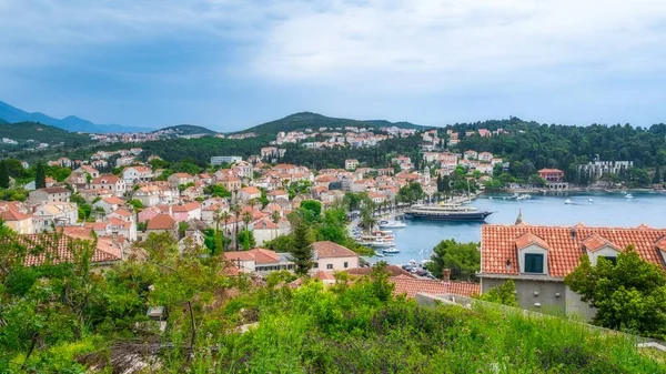 Blick Auf Den Hafen Und Die Stadt Cavtat Kroatien — Stockfoto